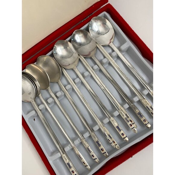 Korean Flatwear Spoon Chopsticks Silver Plate Vintage 14 pieces Utensils 6874 - Picture 2 of 10